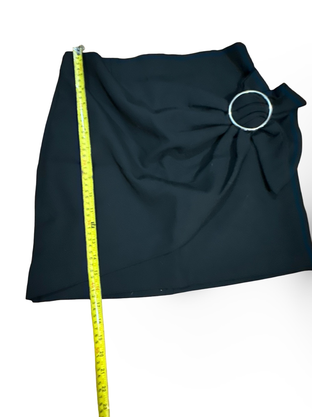 Zara Woman Black Asymmetrical‎ Mini Skirt with Silver O-Ring Detail, S - Picture 2 of 6